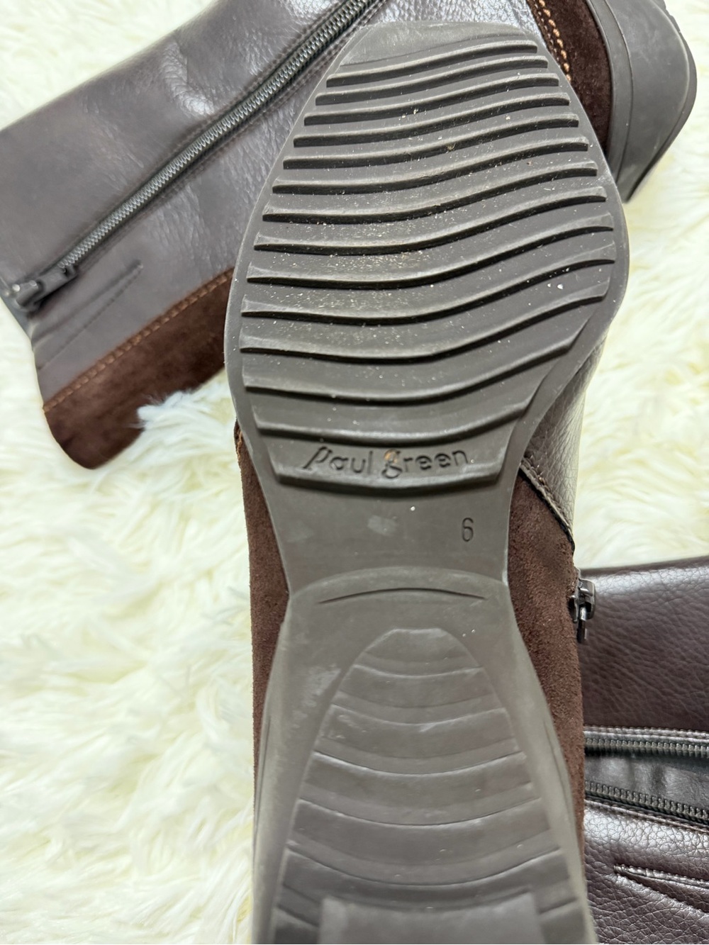 Paul Green Brown Leather Mid-Calf Boots | Square Toe & Side Zip | Size 6 Y2K - Picture 11 of 12
